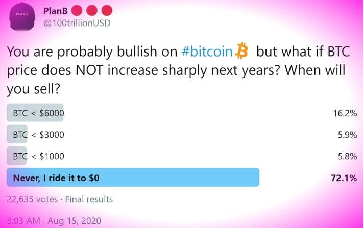 Опрос в twitter по Bitcoin.