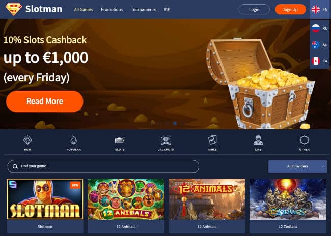 Slotman Casino фото с экрана.